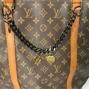 Heart Connector Gunmetal Bag Charm Chain, Top Handle, Extender, Louis Vuitton